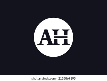 Flat letter logo and circle icon vector design AH
