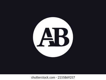 Flat letter logo and circle icon vector design AB