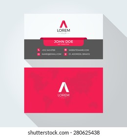 Flat A Letter Logo World Map Business Card Template