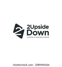 Flat letter mark 2UPSIDEDOWN triple logo design