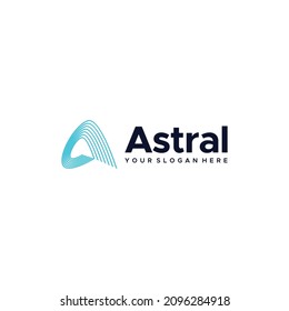 Flat Letter Mark Astral geometric art logo design