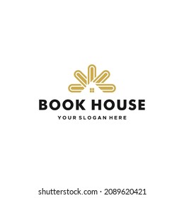 Flat letter mark BOOK HOUSE gallery logo design 