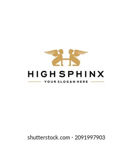  flat letter mark HIGH SPHINX logo design