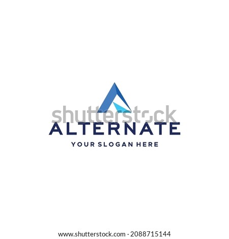 Flat letter mark initial A ALTERNATE logo design