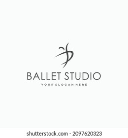 Marca plana diseño del logotipo BALLET inicial STUDIO