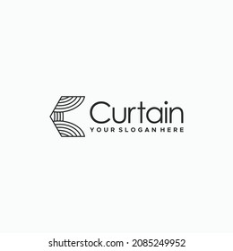 flat letter mark initial C Curtain Logo design