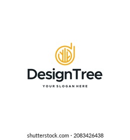 flat letter mark initial d Design Tree logo design