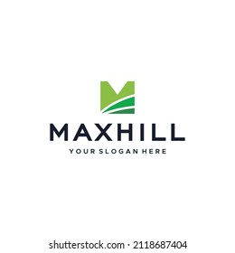 marca de letra plana diseño inicial del logotipo M MAXHILL