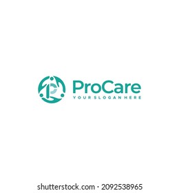 flat letter mark initial P Pro Care logo design