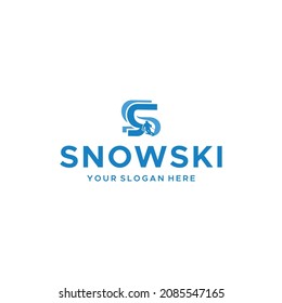 flat letter mark initial S SNOWSKI Logo design