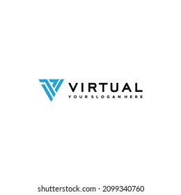 Flat Letter Mark Initial V VIRTUAL logo design