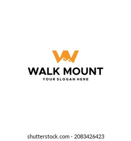 flat letter mark initial W walk mount Logo design