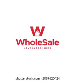 flat letter mark initial W Wholesale logo design