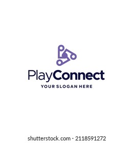 Flat letter mark PLAY CONNECT logo design 