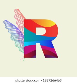 Flat letter R with leaves.
