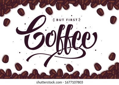 flat lettering coffee beans background