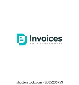 flat lettermark initial D Invoices Logo design