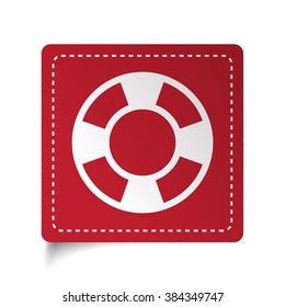 Flat Life Buoy icon on red sticker