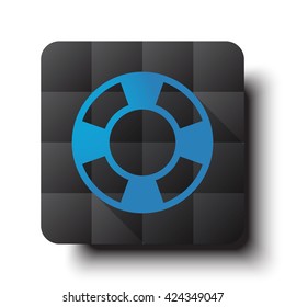 Flat Life Buoy icon on black app button with drop shadow