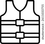 Flat Life Jacket Icon for Safety and Water Sport Applications