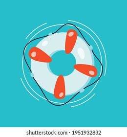 Booya plana, anillo inflable para nadar. Ilustración vectorial.