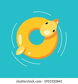 Flat lifebuoy, inflatable swimming ring. Vector illustration.