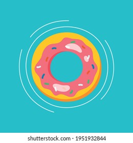 Flat lifebuoy, inflatable swimming ring. Vector illustration.