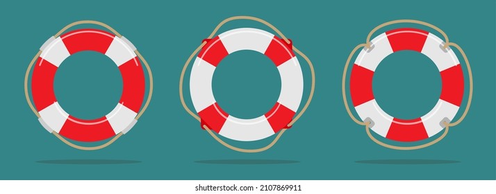 Flat lifebuoy. Lifebuy logo elements, lifeguard lifesaver web vector illustration, ring lifebuoys life safety survival swimming saver sos icons for lifesaving concepts