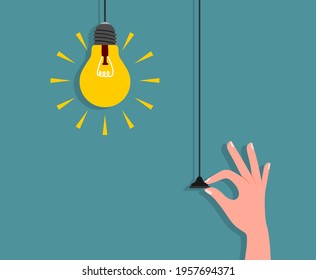 Flat Light Bulbs Turned on and Turned Off with Light Switches on