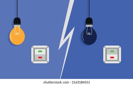 Flat Light Bulbs Turned on and Turned Off with Light Switches on