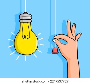 Flat Light Bulbs Turned on and Turned Off with Light Switches on