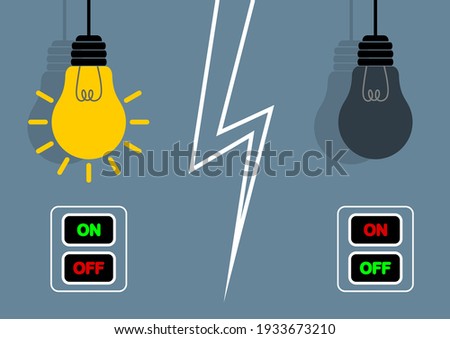 Flat Light Bulbs Turned on and Turned Off with Light Switches on
