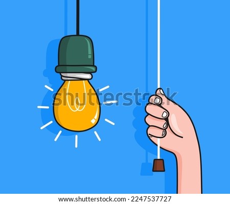 Flat Light Bulbs Turned on and Turned Off with Light Switches on