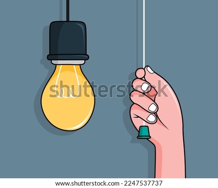 Flat Light Bulbs Turned on and Turned Off with Light Switches on