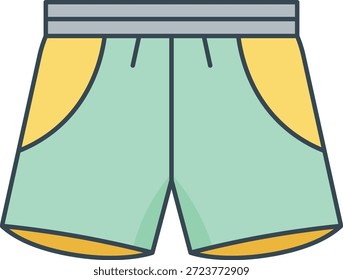 Plano de luz verde shorts atléticos com acentos amarelos vestuário