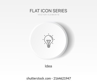 Indicador de luz plana Vector de icono de la línea Bulb, aislado en fondo blanco. Icono de idea, solución, concepto de pensamiento. Iluminación Lámpara eléctrica. Electricidad, brillo. Estilo plano de moda para diseño gráfico, UI, UX.