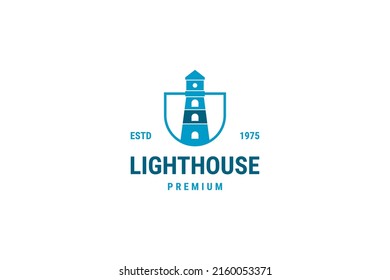Flat lighthouse logo design vector template illustration