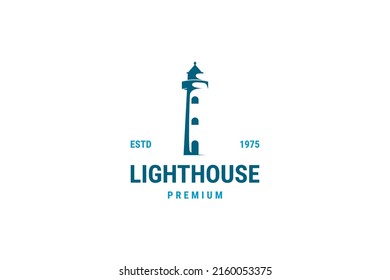 Flat lighthouse logo design vector template illustration