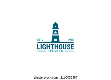 Flat lighthouse logo design vector template illustration