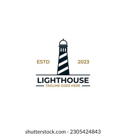 Flat lighthouse logo design vector illustration idea