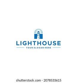 diseño del logo de construcción de mercusuales de LIGHTHOUSE plano