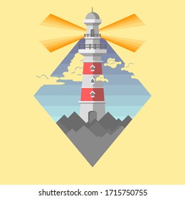 Flat Lighthouse. Lighthouse pointing the way