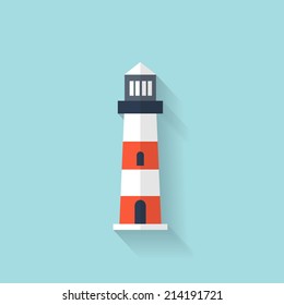 Flat lighthouse web icon