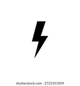 Flat lightning bolt icon on a transparent backdrop represents power, energy, speed, and electricity. Ideal for technology and environmental themes.