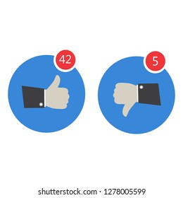 flat like and dislike icon