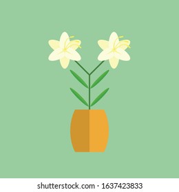 Flat lily flower vector, art vector, flower icon logo design