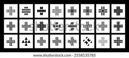 Flat line abstract medical plus logo symbol set