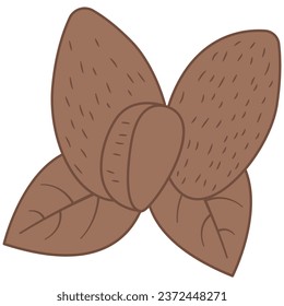 Flat line almond. Vector element with vegetarian theme. Illustration.