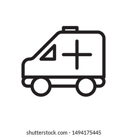 flat line ambulance icon. Logo element illustration. ambulance design. vector eps 10 . ambulance  concept. Can be used in web and mobile . trendy simple style. thickness can be adjusted