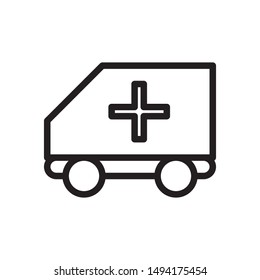 flat line ambulance icon. Logo element illustration. ambulance design. vector eps 10 . ambulance  concept. Can be used in web and mobile . trendy simple style. thickness can be adjusted